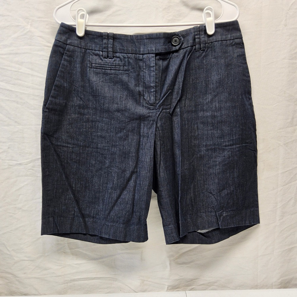 Ann Taylor LOFT Julie Shorts Men Size‎ 8 Dark Blue Denim Look Stretch Cotton